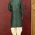 Bottle green dupion art silk  kurta with machine dk work in collar and button line churidar