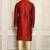 Red dupion art silk  kurta with computerised embroidery machine work churidar