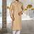 Dark beige dupion art silk  kurta with computerised embroidery machine work churidar