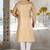 Dark beige dupion art silk  kurta with computerised embroidery machine work churidar