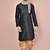 Black  dupion art silk  kurta with computerised embroidery machine work churidar