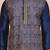 Navy blue dupion art silk kurta with computerised embroidery machine work churidar