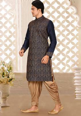navy blue embroidered kurta patiala set for festive wear 2