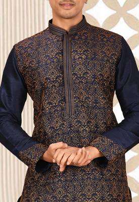 navy blue embroidered kurta patiala set for festive wear 3