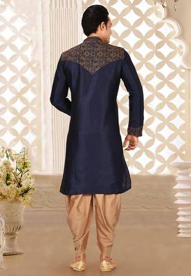 navy blue embroidered kurta patiala set for festive wear 4