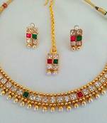 Awesome American Diamond Gold Plated Necklace Set - JFL