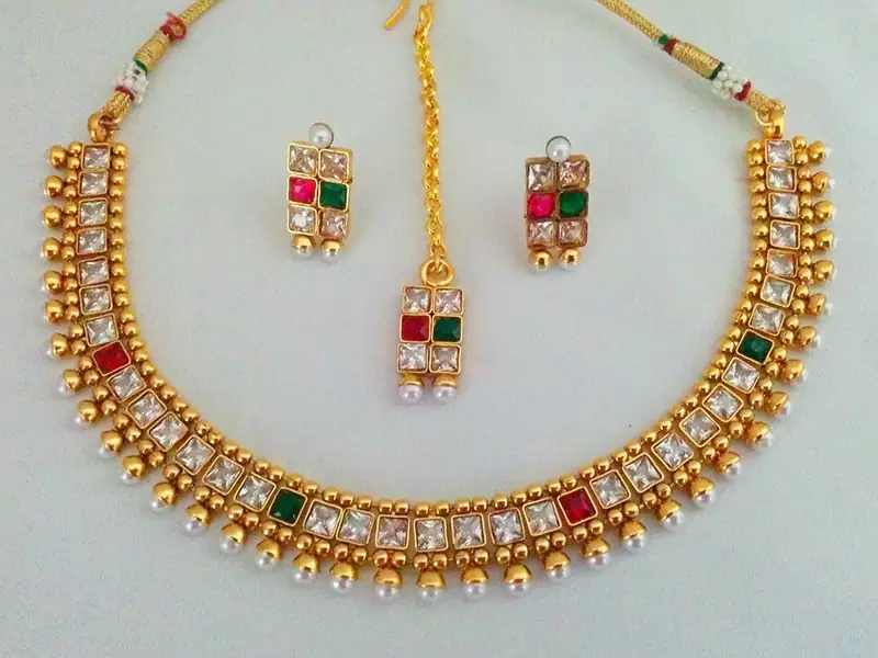 Awesome American Diamond Gold Plated Necklace Set - JFL