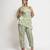Green floral cotton blend floral print free size co ord set