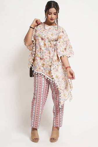 Pink cotton blend floral print free size co ord set