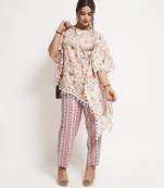 Pink cotton blend floral print free size co ord set