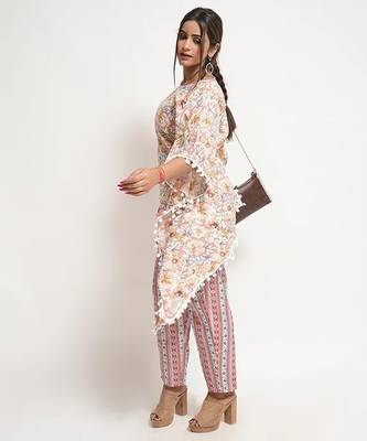 Pink cotton blend floral print free size co ord set 4