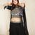Black soft georgette intricate threadwork free size co ord set