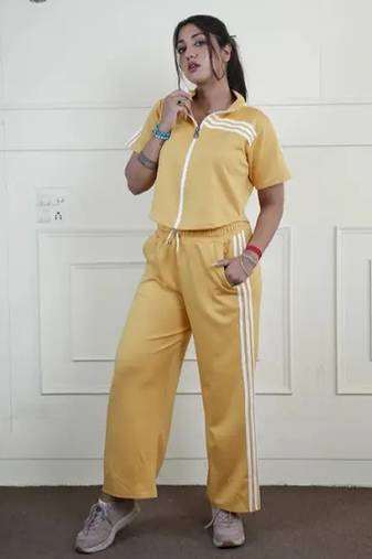 Yellow imported roman thread free size co ord set