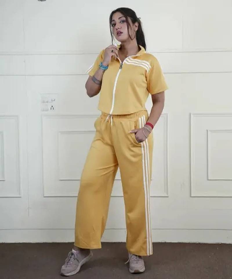 Yellow imported roman thread free size co ord set