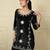 Black velvet strechable fabric embroidery co ord set