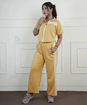 Yellow imported roman thread free size co ord set 2