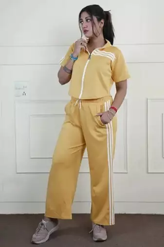 Yellow imported roman thread free size co ord set