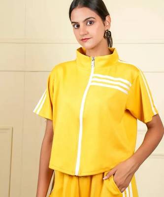 Yellow imported roman thread free size co ord set 3