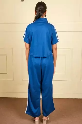 Royal blue imported roman thread free size co ord set