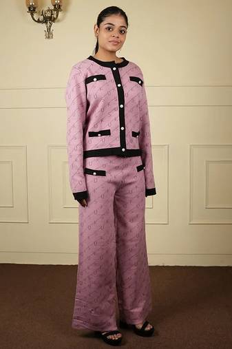 Lavenderblack imported soft fabric thread free size co ord set