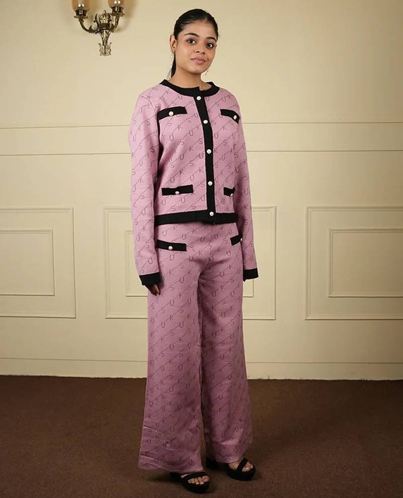 Lavenderblack imported soft fabric thread free size co ord set