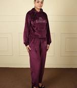 Wine velvet supersoft strecthable sarwoski free size co ord set