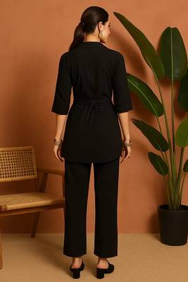 Black imported fabric free size co ord set 2
