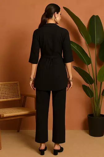 Black imported fabric free size co ord set
