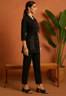 Black imported fabric free size co ord set 3