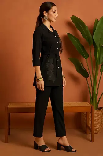 Black imported fabric free size co ord set