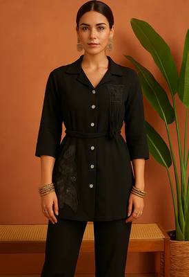 Black imported fabric free size co ord set 4