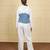 White denim blue stretchable fabric zipper free size co ord set