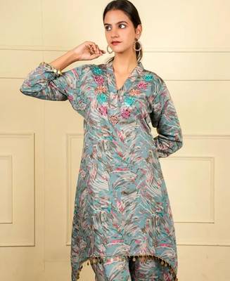 Multicolor muslin (soft and comfortable) muslin free size co ord set 3