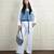 White denim blue stretchable fabric zipper free size co ord set