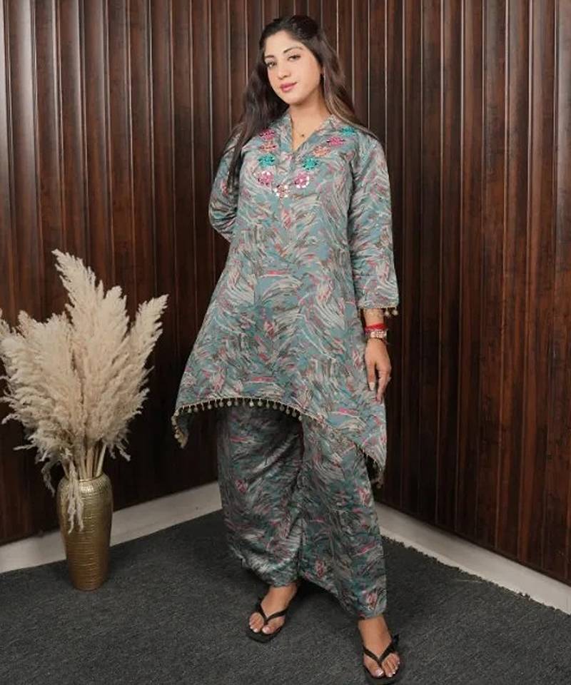 Multicolor muslin (soft and comfortable) muslin free size co ord set