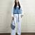 White denim blue stretchable fabric zipper free size co ord set