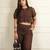 Rust brown korean net net free size co ord set