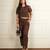 Rust brown korean net net free size co ord set