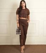Rust brown korean net net free size co ord set