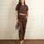 Rust brown korean net net free size co ord set
