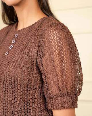 Rust brown korean net net free size co ord set 4