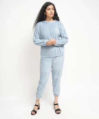 Light blue woolen strecthable free size co ord set 1