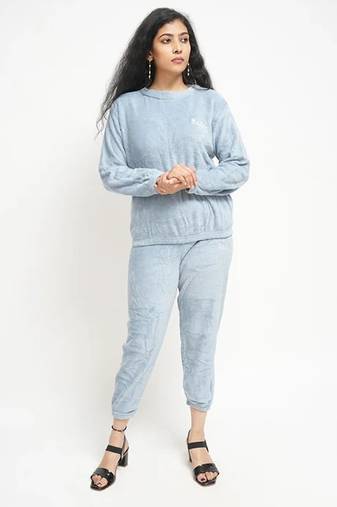 Light blue woolen strecthable free size co ord set