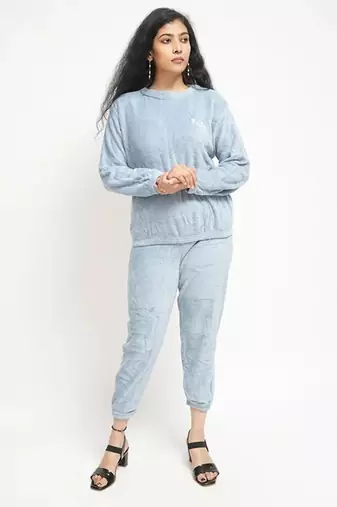 Light blue woolen strecthable free size co ord set