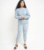 Light blue woolen strecthable free size co ord set