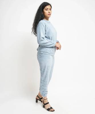 Light blue woolen strecthable free size co ord set 2