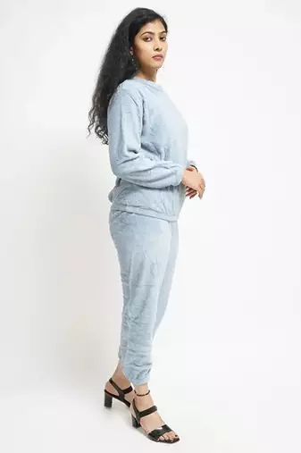 Light blue woolen strecthable free size co ord set