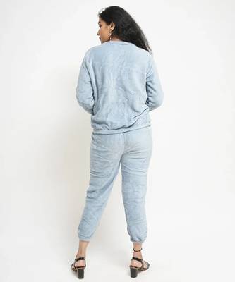 Light blue woolen strecthable free size co ord set 3