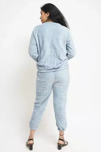 Light blue woolen strecthable free size co ord set