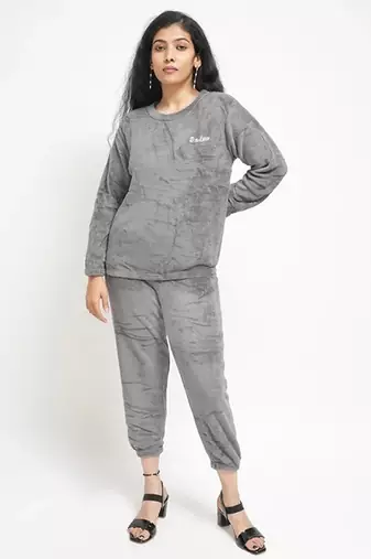 Grey woolen strecthable free size co ord set
